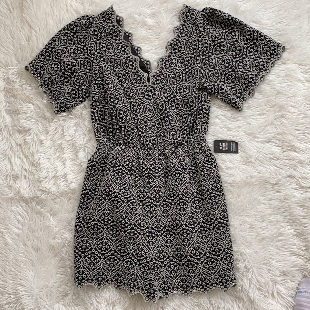 Express Scalloped Embroidered Lace Romper NWT